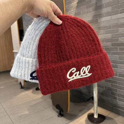 大字母时尚韩版针织套头帽