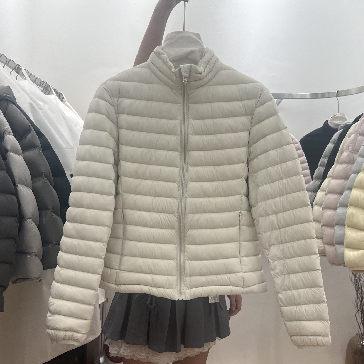 泡芙立领排骨修身羽绒服女短款
