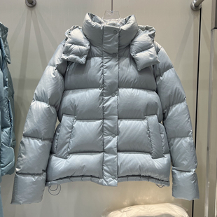 lulu同款三星安心绒五格连帽羽绒服女短款小个子加厚保暖面包外套