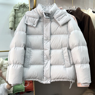 韩国东大门新款立领可脱卸帽羽绒服女中长款加厚小个子面包服外套