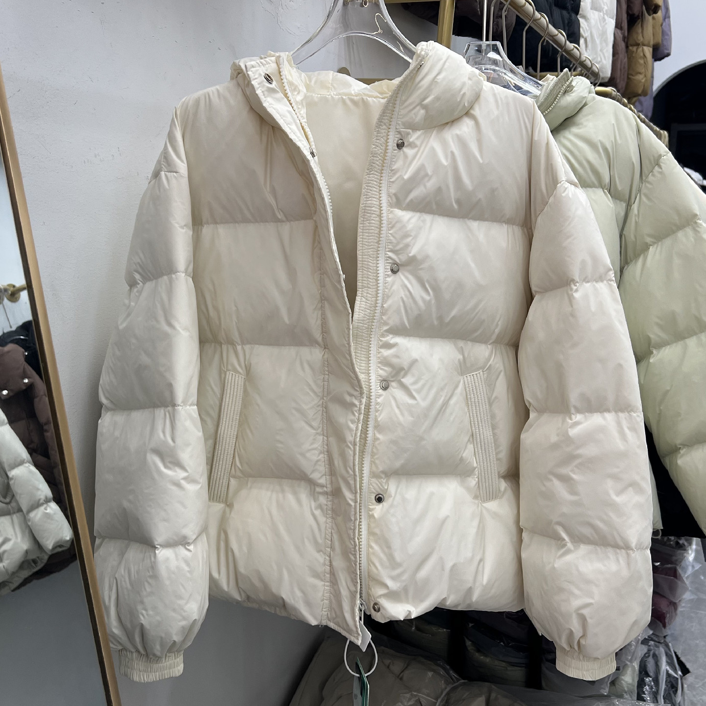 冬季新款韩版连帽羽绒服女中长款白鸭绒小个子面包服加厚保暖外套