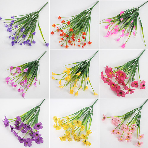 仿真春草紫罗兰马蹄莲茶花塑料花