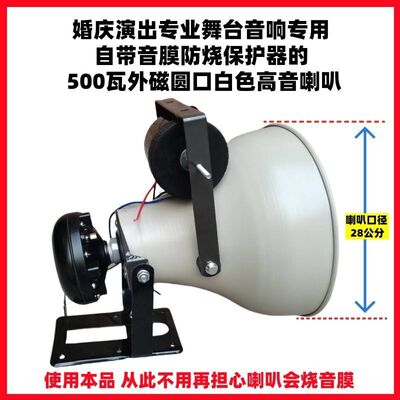 适合舞台演出使用的100瓦200瓦500瓦圆口白喇叭+音膜防烧保护器