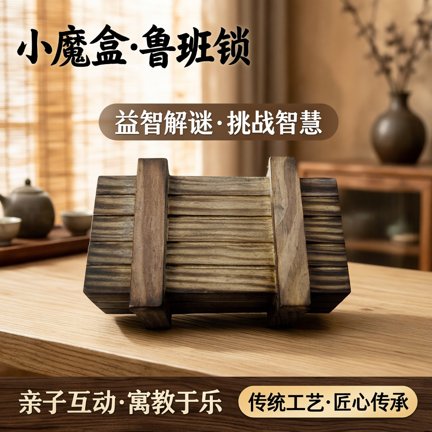 小魔盒创意木质制游戏成人儿童益智力玩具孔明鲁班锁打不开的盒子