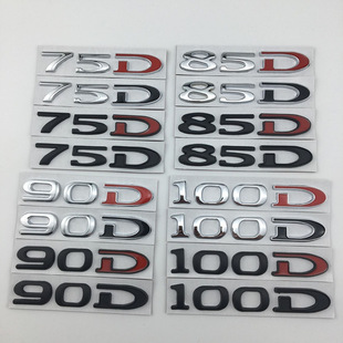 75D 85D 90D 适用于特斯拉MODEL3 金属改装 100D排量尾标 车标
