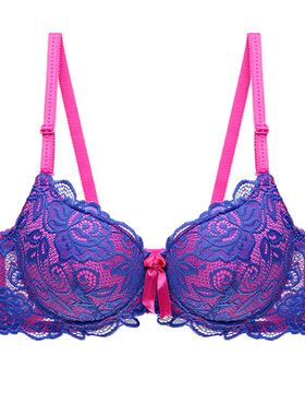 撞色新款性感欧美文胸 少女聚拢春季日系蕾丝95C大码薄杯内衣胸罩
