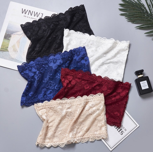 酒红色女士裹胸一字围胸防走光性感蕾丝打底无肩带无胸垫抹胸