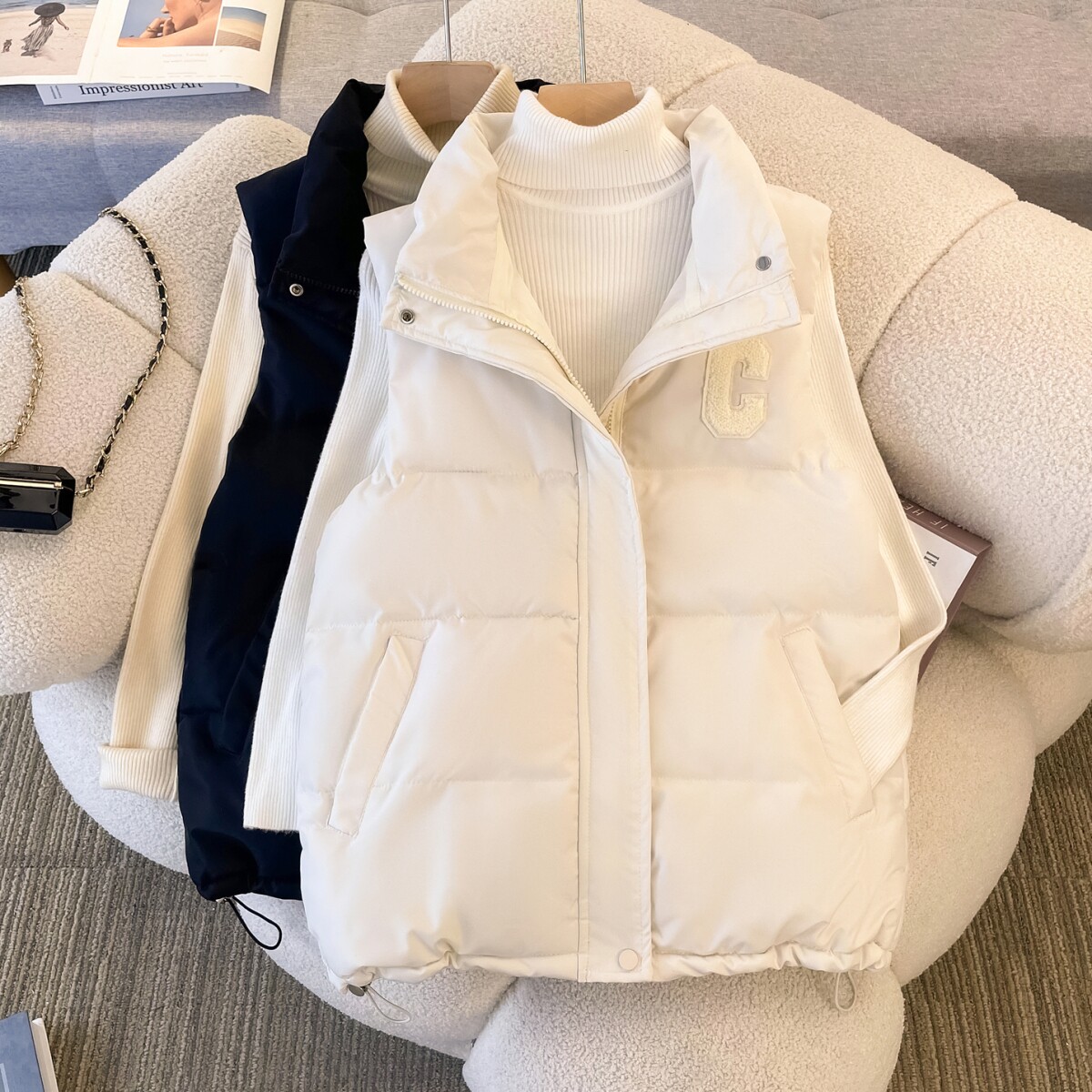 胖mm秋冬季新款棉服马甲女短款韩版百搭背心马夹宽松外穿外套潮