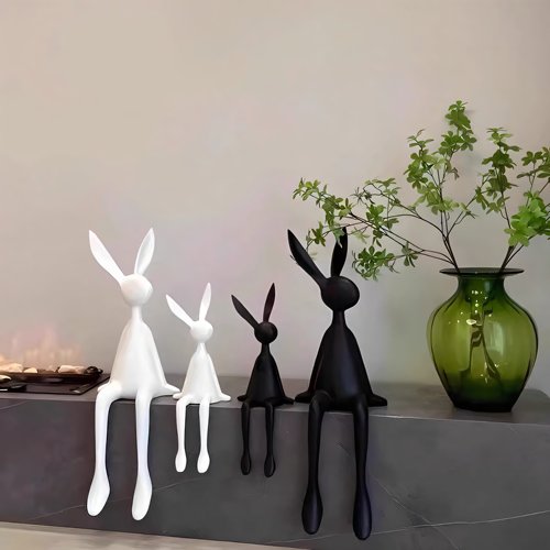 网红创意卡通坐姿长耳兔子摆件