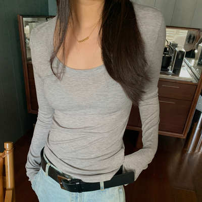 天丝羊毛圆领T恤纯色打底衫