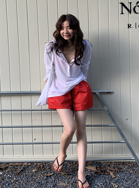 LILUSHOP 返场款~沙滩短裤夏季宽松百搭显瘦抽绳直筒时尚阔腿裤女