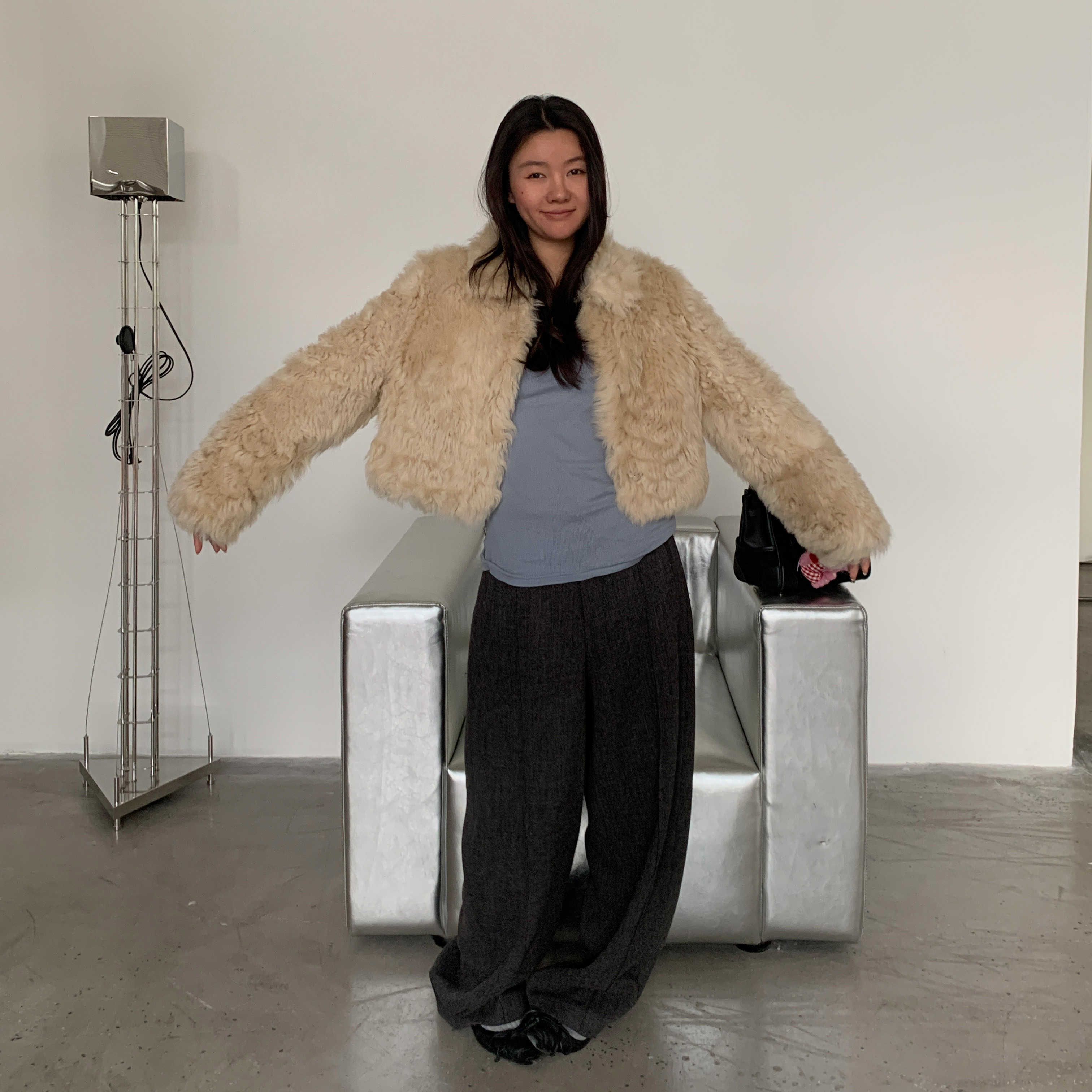 翻领托斯卡纳皮毛一体皮草外套