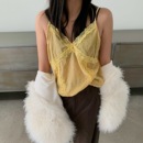 LILUSHOP丝绒蕾丝花边领吊带背心女内搭外穿时尚 上衣 性感显瘦短款