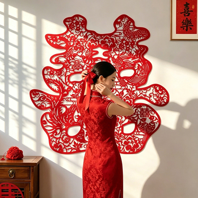 2026新款超大喜字贴结婚专用婚房背景墙拍照装饰囍字墙贴婚礼布置