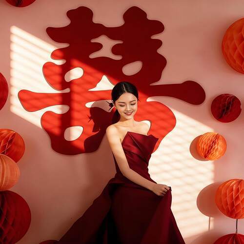 大喜字贴结婚婚房布置拍照道具