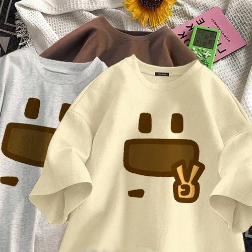 重磅纯棉美式印花班服短袖T恤男