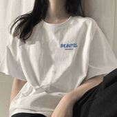 上衣 夏季 七只小羊100%纯棉短袖 t恤男女简约美系复古宽松ins情侣装