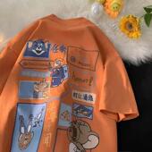 设计感小众潮流夏季 重磅纯棉短袖 T恤港风潮牌男猫和老鼠宽松半袖