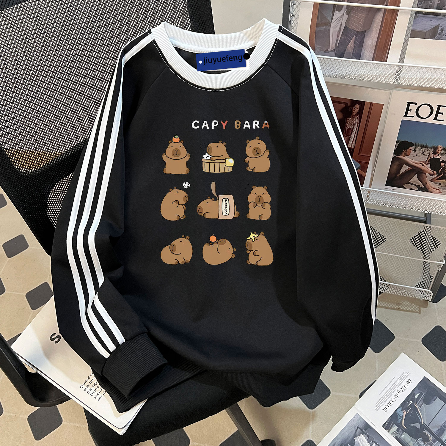 重磅加绒加厚套头圆领卫衣男生潮