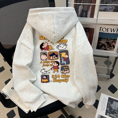 秋冬季港风潮流连帽纯棉卫衣女加绒加厚韩版宽松潮流百搭卫衣男