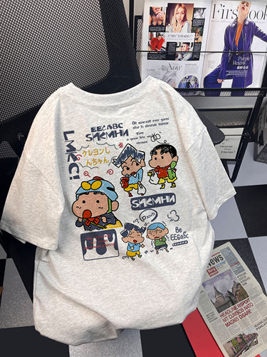 100%纯棉班服卡通可爱印花短袖t恤男女学生百搭宽松休闲半袖体恤