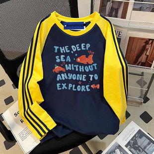 美式三条杠长袖t恤男生2025新款设计感修身撞色短款打底衫上衣ins