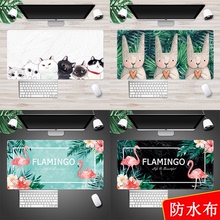 定制ins文艺小清新猫咪可爱女生火烈鸟植物超大防水鼠标垫包邮桌