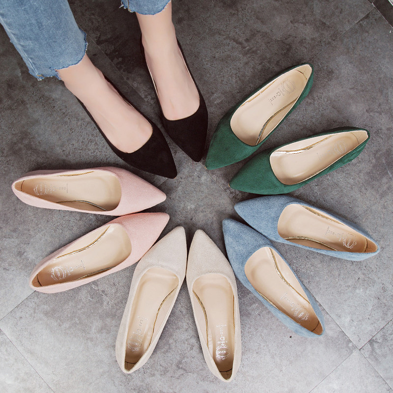 the republic of korea Retro Versatile Solid Suede Flat shoes Shallow mouth Single shoes leisure time Low shoe student shoesin the Women's Shoes, Low shoes  category - from Buy2taobao.com to provide professional Taobao agent buy service