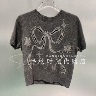 2610M31114-1399 FORDARE/福蝶2026春夏款蝴蝶结刺绣针织套头短袖