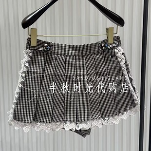 （小魔女）LF26C41SS132原1795LeFame拉飞姆26春装蕾丝格纹百褶裙