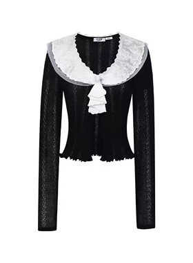 LeFame拉飞姆国内专柜代购26夏绣花领针织开衫LF26X01ZM035原1995