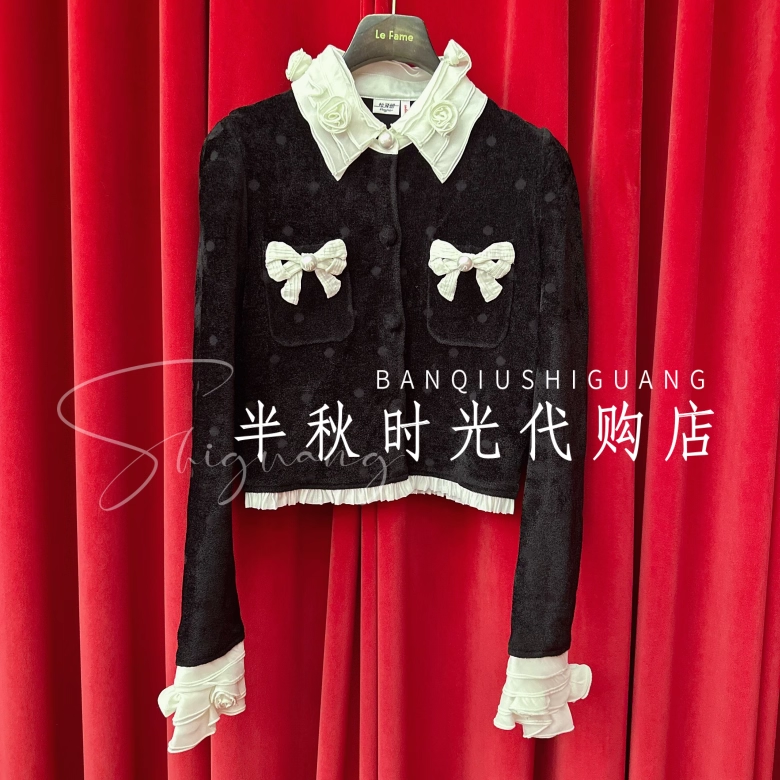 (小魔女)FF25D41ZM018原2695Lefame拉飞姆25冬蝴蝶结针织开衫