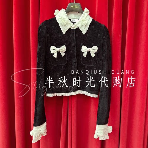 (小魔女)FF25D41ZM018原2695Lefame拉飞姆25冬蝴蝶结针织开衫