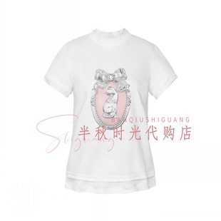 LeFame拉飞姆2026夏装 T恤LF26X11ST359原995 猫咪印花短款