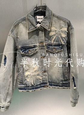 FORDARE福蝶正品2026春夏季2610N13355做旧蝴蝶结牛仔外套 原2499