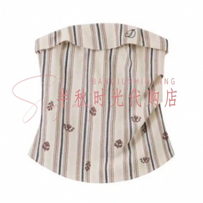 26SSSL58原980 IC*E双皇冠专柜正品2026春 竖条纹十字绣翻边抹胸,女装/女士精品,抹胸,淘宝优惠券,粉丝福利购,淘宝优惠卷