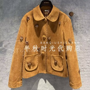 LeFame拉飞姆26春装花朵绒面短外套LF26C41SC287原3495