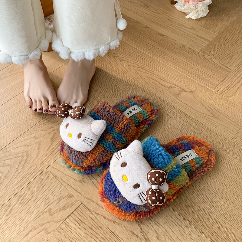 萌系可爱凯蒂猫棉拖鞋少女冬季防滑保暖卧室拖鞋静音软底包头拖鞋,女鞋,包头拖,淘宝优惠券,粉丝福利购,淘宝优惠卷