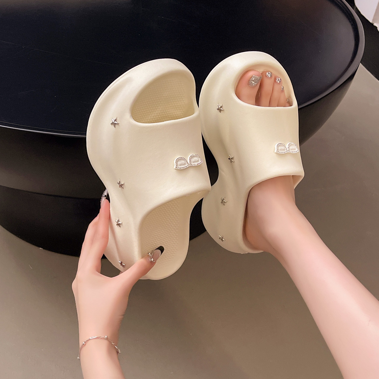 小个子高跟厚底一字拖女2026夏季新款外穿百搭超软沙滩露趾凉拖鞋,女鞋,一字拖,淘宝优惠券,粉丝福利购,淘宝优惠卷