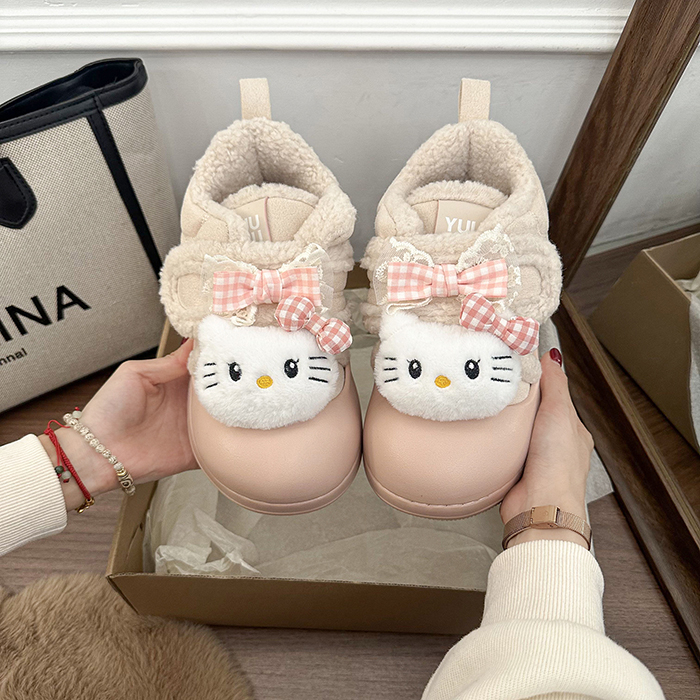 趣味可爱魔术贴保暖加绒棉鞋