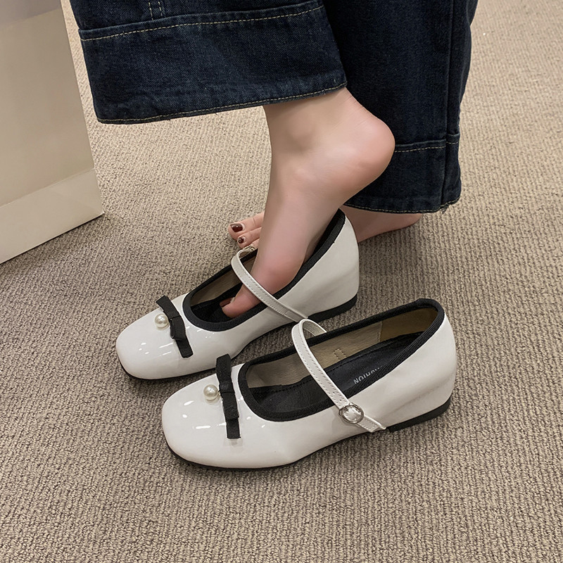 蝴蝶结玛丽珍鞋女2026春季新款一字扣珍珠浅口晚晚风内增高单鞋子,女鞋,浅口单鞋,淘宝优惠券,粉丝福利购,淘宝优惠卷
