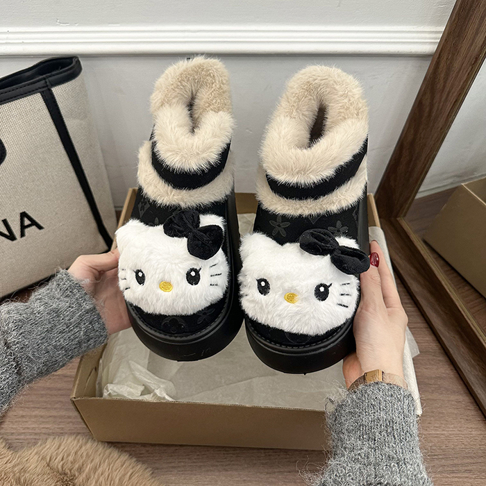 加绒加厚保暖棉鞋女可爱卡通