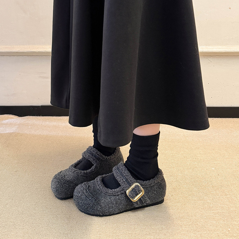 内增高加绒灰色毛呢勃肯鞋玛丽珍毛毛鞋女2025新款冬季棉鞋单鞋子,女鞋,棉鞋,淘宝优惠券,粉丝福利购,淘宝优惠卷