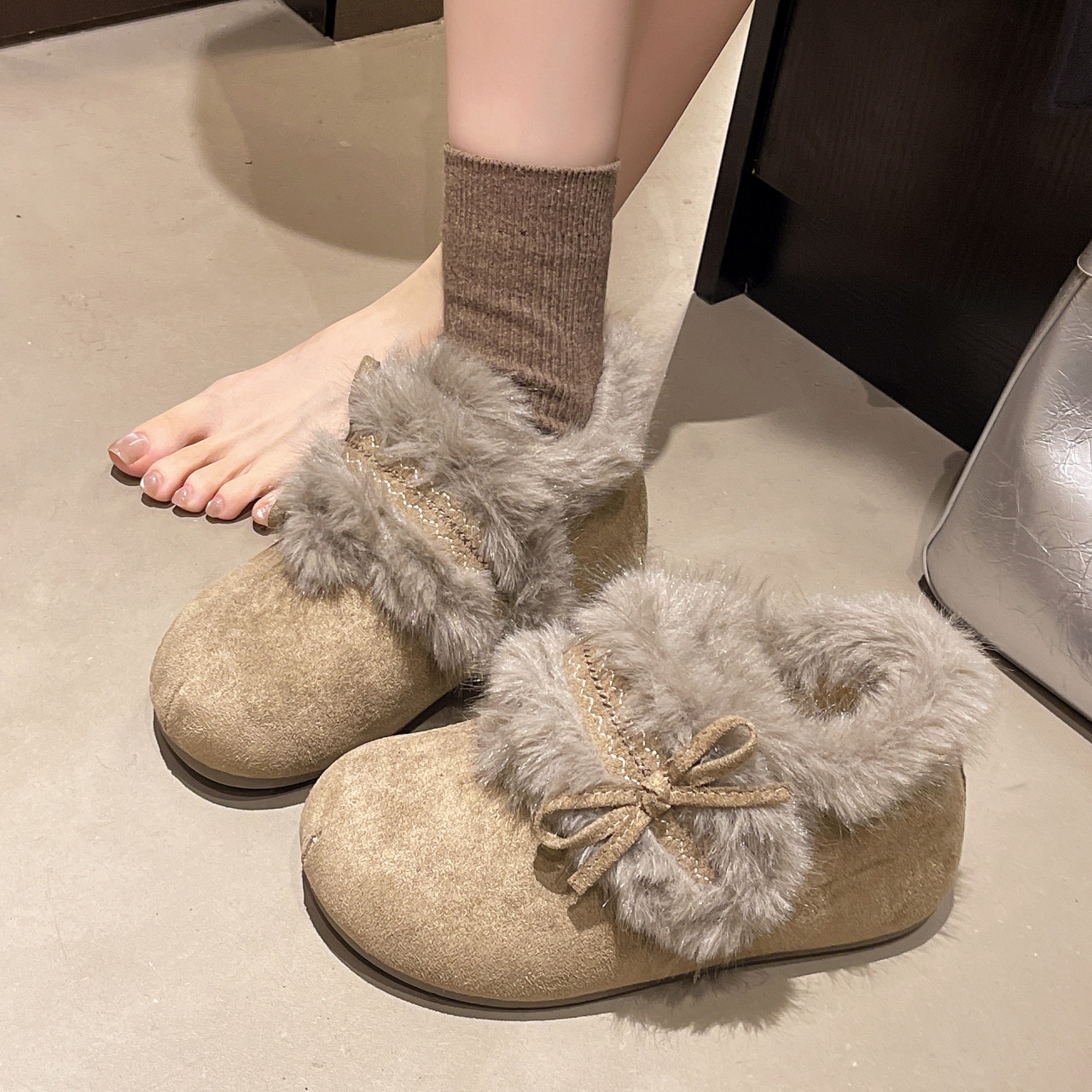 女鞋加绒毛毛勃肯鞋2025新款秋冬小香风厚底内增高乐福棉鞋雪地靴,女鞋,棉鞋,淘宝优惠券,粉丝福利购,淘宝优惠卷