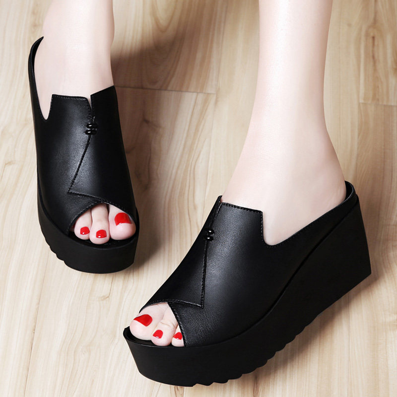 真皮百搭厚底坡跟网红凉拖鞋女夏天高跟鞋子2021新款时尚外穿拖鞋|msdalam kategori Kasut wanita, 拖鞋, 一字拖 - dari Buy2taobao.com untuk memberikan perkhidmatan ejen Taobao profesional membeli