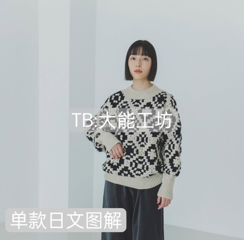 【日文】横田单款 祖母格拼接套衫钩编图形符号图解 无氺印 313