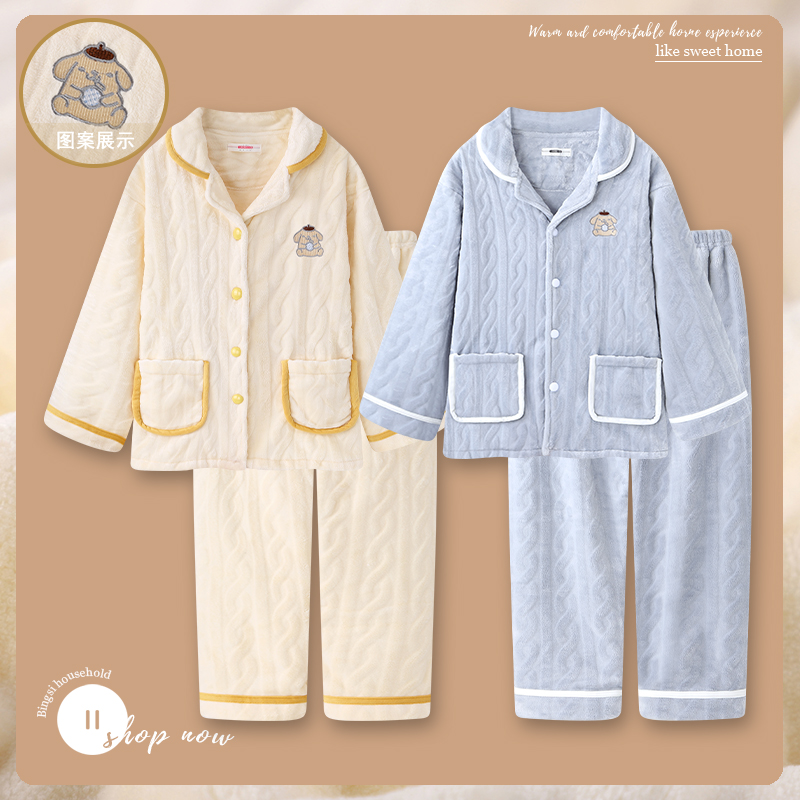 新款情侣睡衣秋冬季珊瑚绒