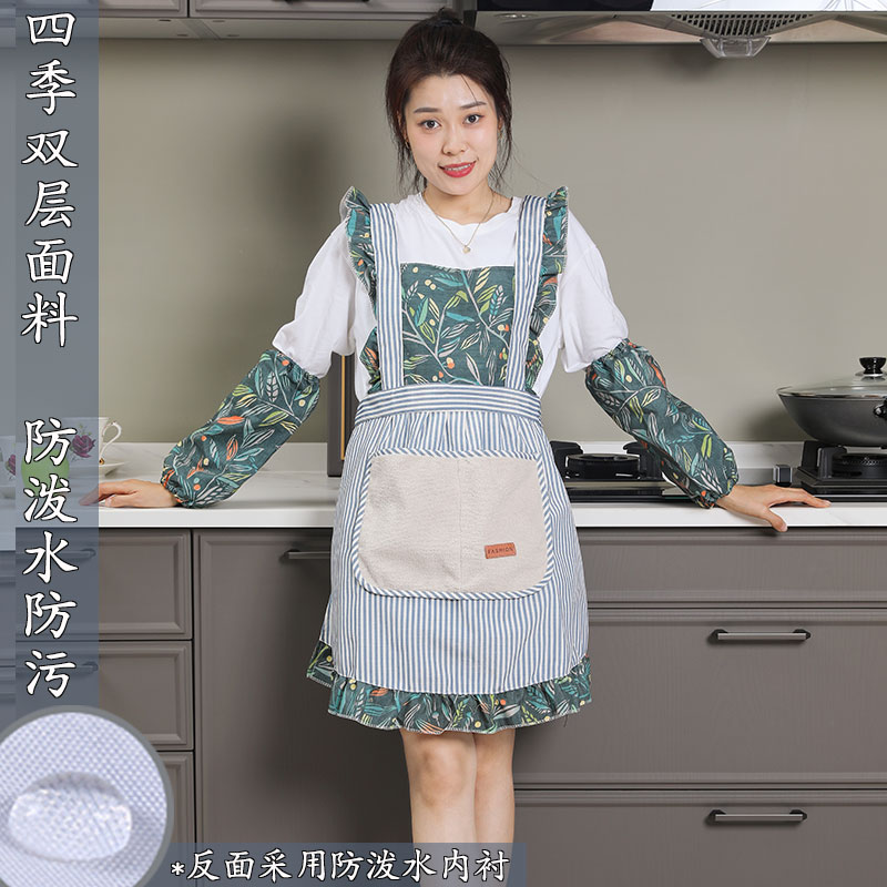 围裙防水防污家用厨房做饭背带式围腰定制logo印字餐饮工作服女 家庭/个人清洁工具 围裙 原图主图