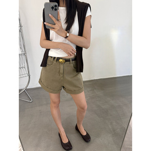 T-PLATFORM广州十三行 慵懒风通勤夏季牛仔裤女气质宽松热裤68353