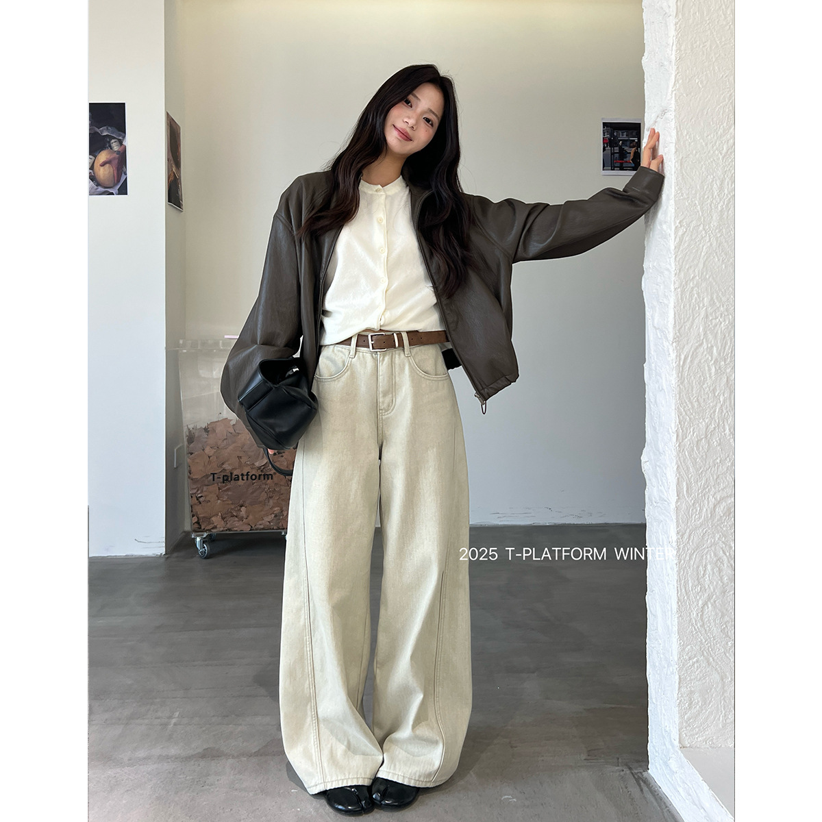 T台冬季厚绒阔腿裤265